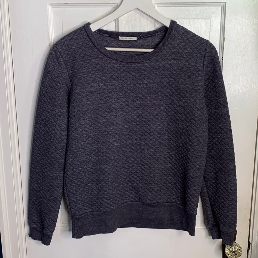 Marine Layer Textured Classic Crewneck Sweatshirt W-145 Sz L